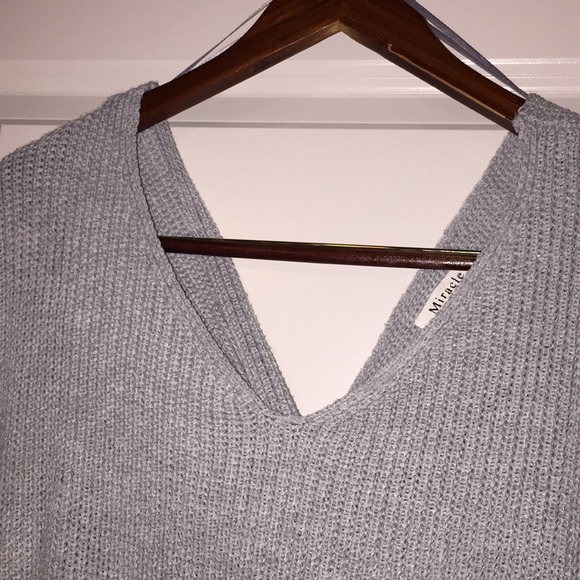 grey knitted wrapped fall sweater - Picture 6 of 7